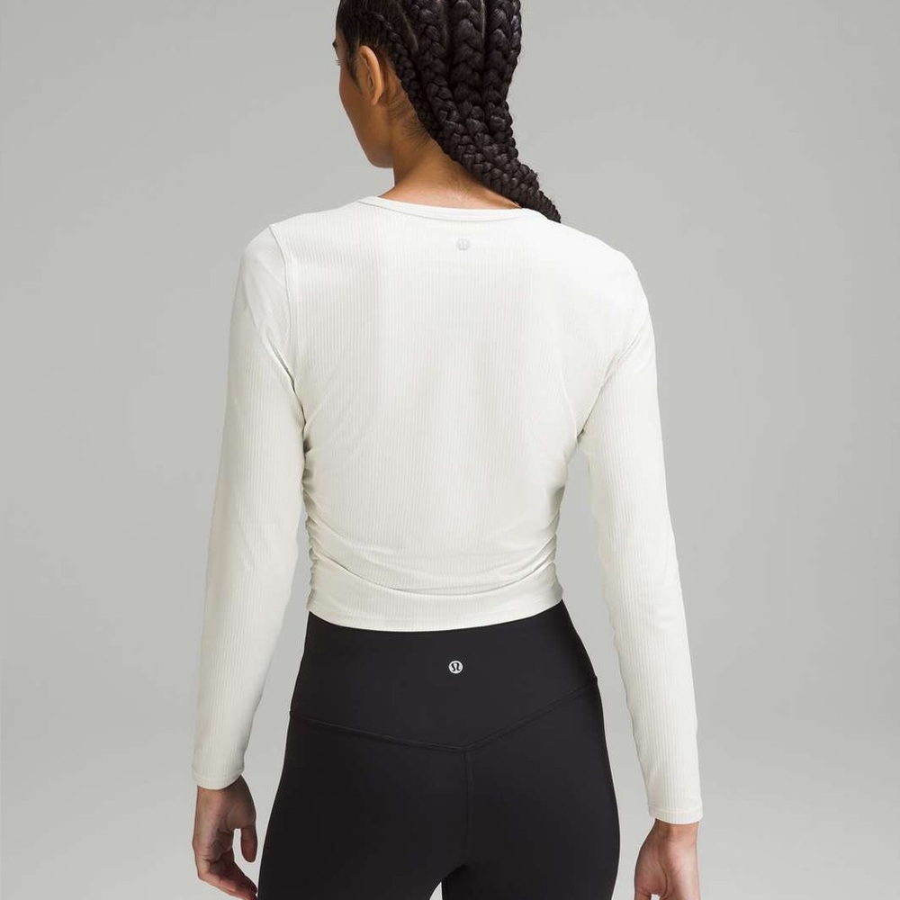 Lululemon All It Takes Ribbed Nulu Long-Sleeve Shirt in Bone - Picture 2 of 8
